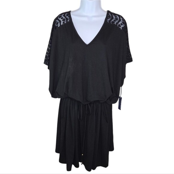 Sonnet Shores Nwt Black Lace Shoulder Summer Swimsuit Coverup Dress Size 2X - Picture 1 of 8